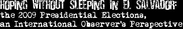 Hoping without Sleeping in El Salvador: The 2009 Presidential Elections, an International Observer's Perspective