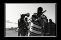 A brass band practicing on the levee in Holy Cross, 2016